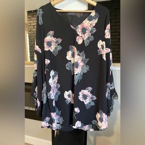 ASTR Floral Dress with Lace Sleeves